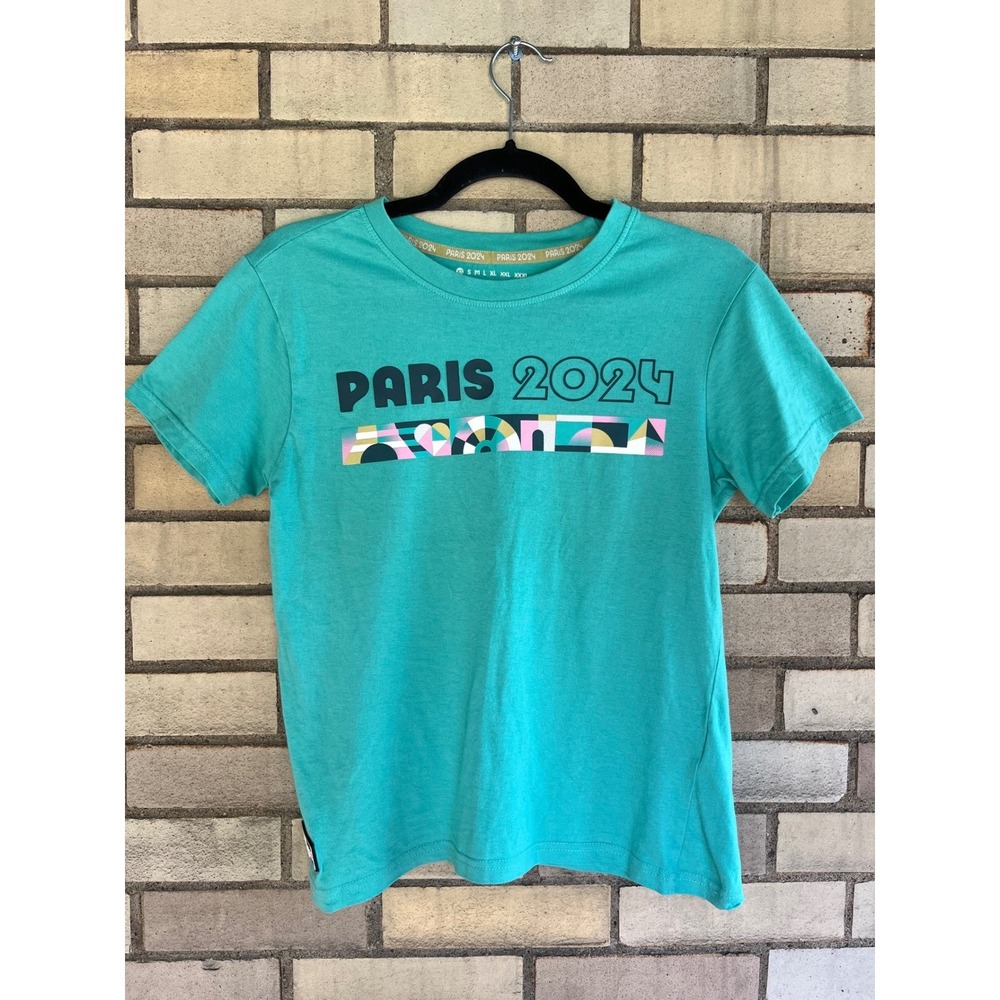 Paris 2024 Olympic Games Teal Graphic Short Sleeve T-Shirt Size XS